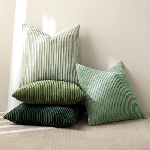 MIULEE Soft Corduroy Decorative Throw Pillow Covers Forest Green 22x22 - Image 5