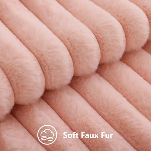 decorUhome Fall Faux Fur Throw Pillow Covers 20x20 Set of 2 Blush Pink - Image 2