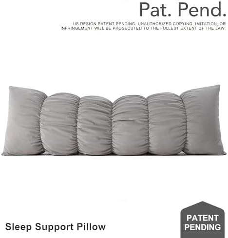 Pat. Pend. Long Body Pillow for Side Sleepers, 39 Inch, Zinc Gray - Image 2
