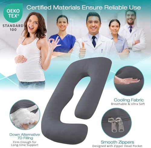 Cooling Pregnancy Pillows for Sleeping, Dark Grey - Image 3