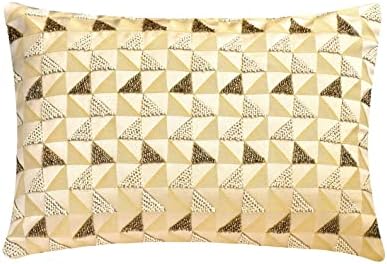 The HomeCentric Decorative Gold & Ivory 12"x14" Lumbar Pillow Cover, Jacquard by TheHomeCentric