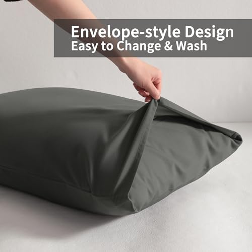 Queen Pillow Cases, 2 Pack, 20x30 in, Microfiber, Dark Grey - Image 3