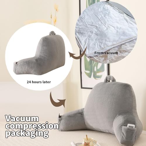 Large Plush Backrest Pillow for Sitting in Bed, Faux Fur - Image 4