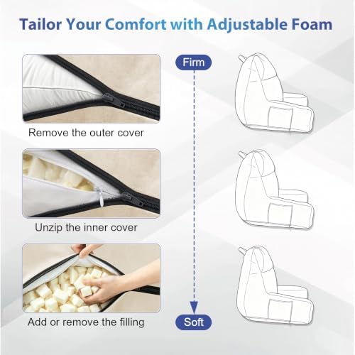 IPYNBAP Back Pillow for Bed Sitting up, Reading Pillow, 18 Inch - Image 4