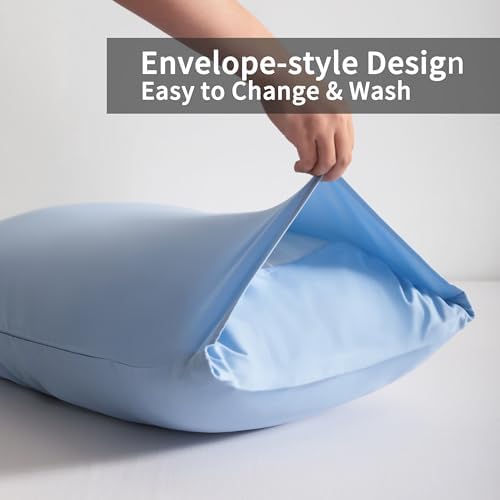 King Pillow Cases, 2 Pack, 20x36 in, Microfiber, Sky Blue - Image 4