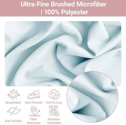 Set of 2 Brushed Microfiber Ruffle Pillow Cases Queen Size Baby Blue - Image 2