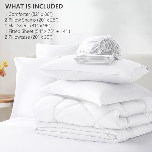 CozyLux Full Comforter Set 82"x86" White - Image 6