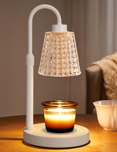 Innqoo White Crystal Candle Warmer Lamp with Timer, Dimmable Candle Warmer for Jar Candles, Height Adjustable Wax Melts Warmer, Birthday Gifts for Women Mom, House Warming Gifts New Home Decor by Innqoo