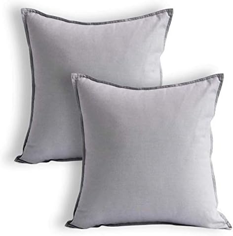 Jeanerlor Pack of 2 Cotton Linen Soft Soild Decorative Square Throw Pillow by Jeanerlor