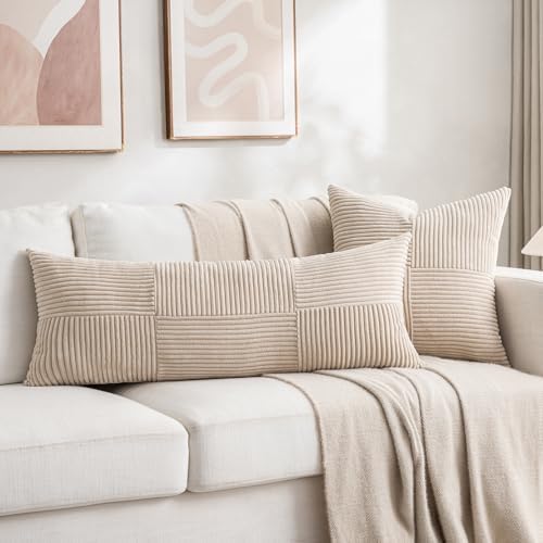 Fancy Homi 2 Packs Tan Decorative Throw Pillow Covers 20x20 Inch - Image 6