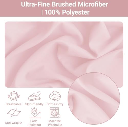 Set of 2 Brushed Microfiber Ruffle Pillow Cases Queen Size Pink - Image 2