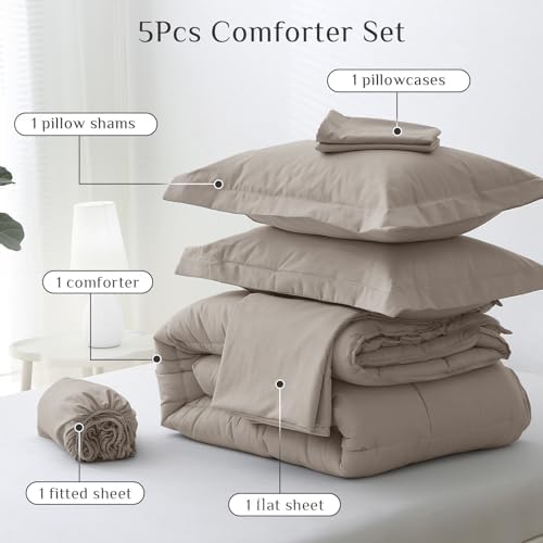 JOLLYVOGUE Twin Comforter Set, Ultra-Soft Bed in a Bag Twin Size 5 Pieces - Image 5
