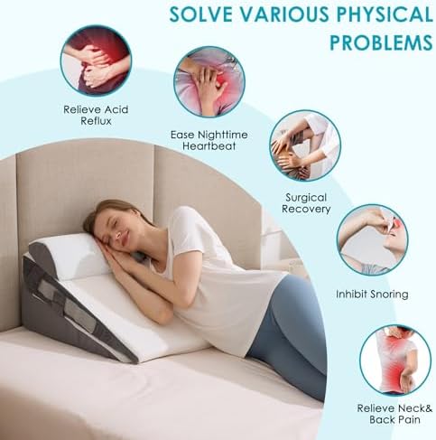 3Pcs Wedge Pillow Set for After Surgery, Acid Reflux Relief, Adjustable Bed - Image 6