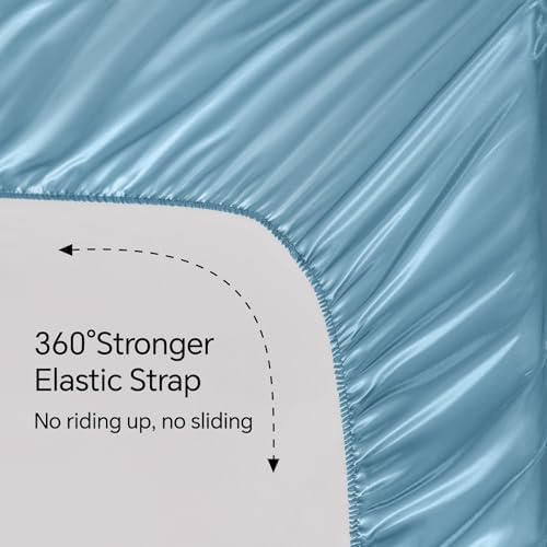 BEDELITE Satin Sheets Twin XL Size Bed Set, Airy Blue, 3 Pieces - Image 5