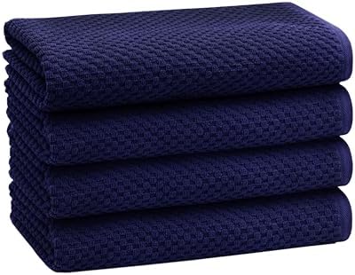 COTTON CRAFT Euro Spa Waffle Weave Bath Towels - Set of 4 Navy Towels by COTTONCRAFT
