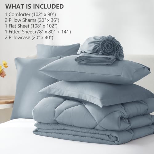 CozyLux King Comforter Set 102"x90" Dusty Blue - Image 6