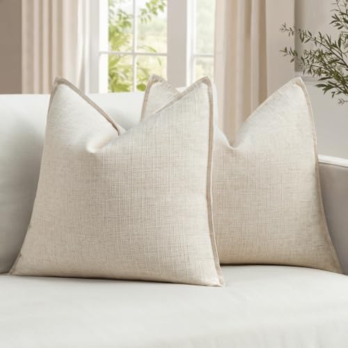 MIULEE Thick Textured Euro Sham Throw Pillow Covers 26x26 in Natural Beige by MIULEE