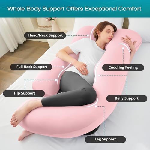 Cooling Pregnancy Pillows for Sleeping, Light Pink - Image 2