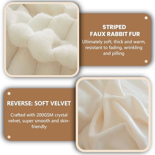 MEGO Body Pillow Cover 20x54, Fluffy Wide Ribbed Faux Rabbit Fur - Image 5