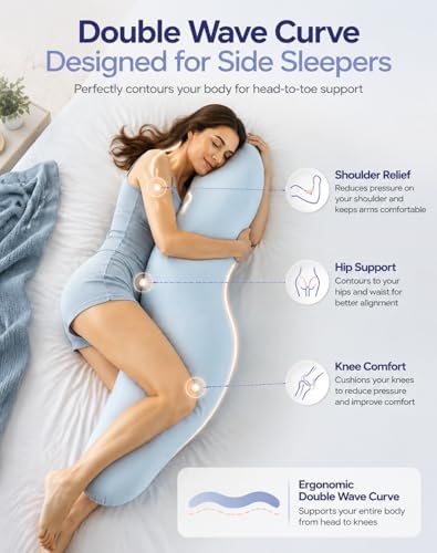 Body Cooling Pillow, Double Wave Curve Side Sleeper Pillow, Cooling Side - Image 2
