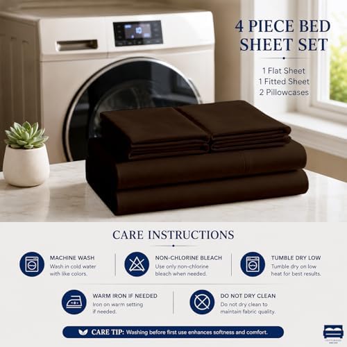 Cottingon 4 Piece Queen Sheets Fits 16" Deep, Egyptian Cotton - Image 5