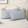 Mywinlle Blue Gingham Ruffle Pillow Covers Queen Size Set of 2 by Mywinlle