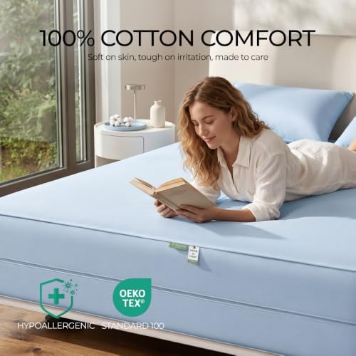 FAUNNA 100% Cotton Mattress Encasement Bed Bug Dust Mite Cover, King 16 - Image 5