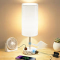 Table Lamp, Dimmable Touch, AC Outlet, USB A+C (White&Marble) by Unknown