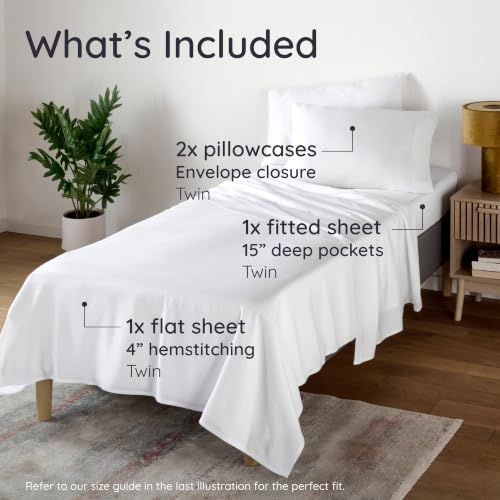 Bambaw Twin Sheet Set – 4-Piece Set of 100% Viscose Derived from Bamboo Cooling - Image 2