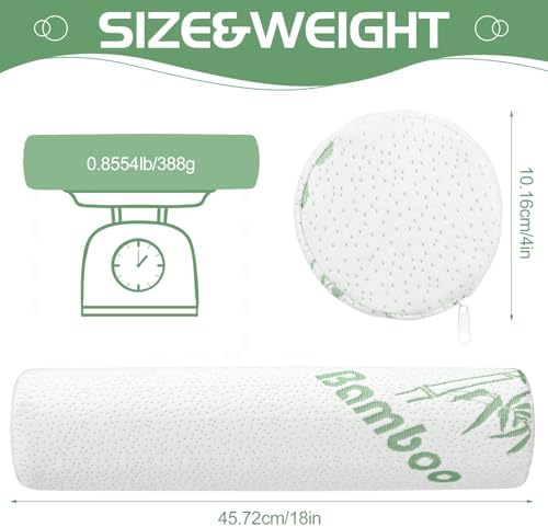 1 Pcs Memory Foam Roll Pillow Neck Bolster Cylinder Pillow, 18 x 4 Inch - Image 2