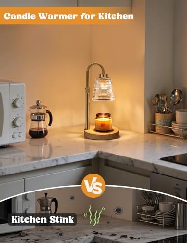 Wood Color& Clear Candle Warmer Lamp with Timer, Dimmable Candle Warmer for Jar Candles, Height Adjustable Wax Melts Warmer, Birthday Gifts for Women Mom, House Warming Gifts New Home Decor - Image 4