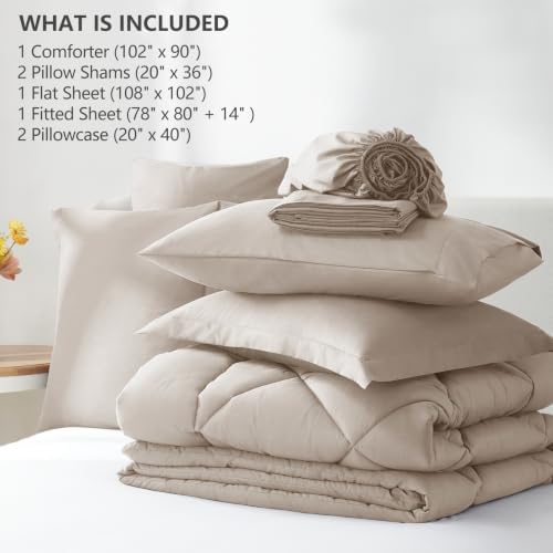 CozyLux King Comforter Set 102"x90" Linen - Image 6