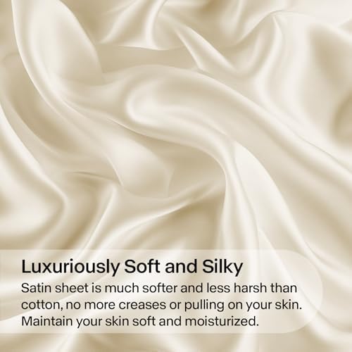 BEDELITE Satin Sheets King Size Bed Set, 4 Pieces - Image 3