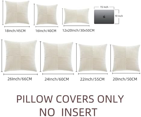 Fancy Homi 2 Packs Cream Decorative Throw Pillow Covers 16x16 Inch - Image 7