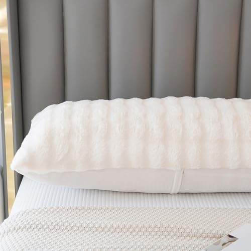 JAUXIO Fluffy Faux Fur Body Pillow Cover, Luxury Bubble Waffle Carved Plush - Image 5