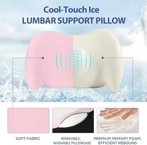 Cooling Lumbar Support Pillow for Office Chair, Memory Foam Car Back Cushion - Image 4
