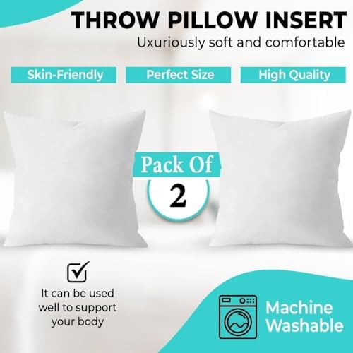 QUBA LINEN Throw Pillow Inserts, 24x24 Inches - Image 3