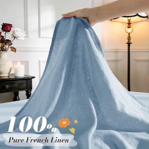 SONORO KATE 100% French Linen Full Size Sheets Set, Natural Flax Bedding - Image 2