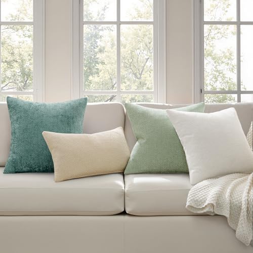 MIULEE Decorative Couch Throw Pillow Covers 18x18 Inch Light Green 2 Pack - Image 3