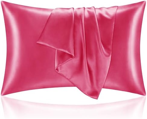 BEDELITE Satin Pillowcases, Queen Size 20x30 Inch, Hot Pink by BEDELITE