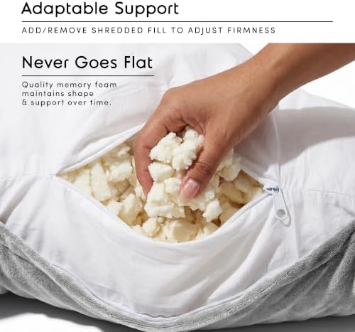 Nestl Reading Pillow for Bed, Back Pillow for Sitting Up in Bed, Light Grey - Image 3