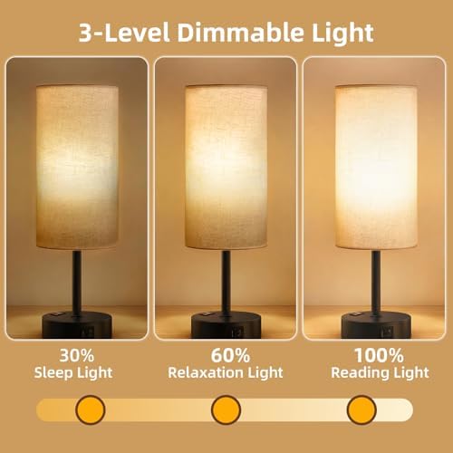 Table Lamp for Bedroom, High-Sensitivity Touch, AC Outlet, USB A+C - Image 3
