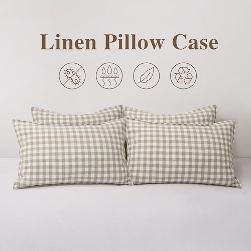 CHUFFED 100% French Linen Pillow Cases King Size Set of 2, Stone Washed Flax - Image 3