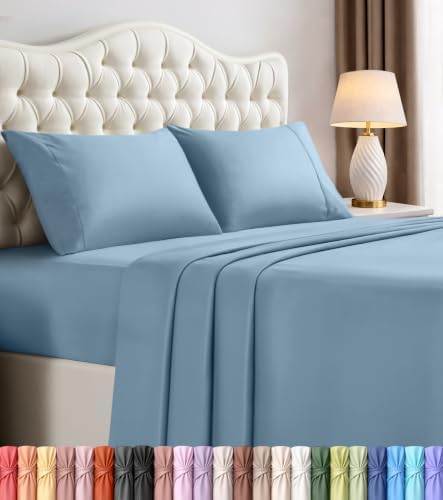 California King Sheets Set, 4 Pieces 16" Deep Pocket Bed Sheets, Dutch Blue by UTOPIABEDDING