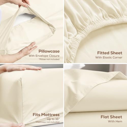 King Sheets Set, 4 Pieces 16" Deep Pocket Hotel Luxury Bed Sheets - Image 3