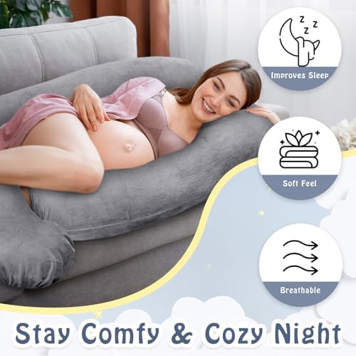 Pregnancy Pillow Cover J-shaped Replacement Pillowcase, Soft Full Body Pillow - Image 5