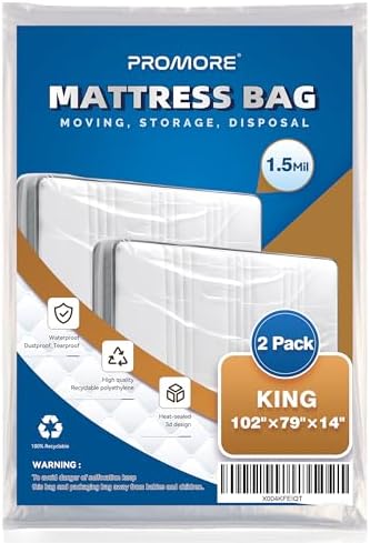 2PK Plastic Mattress Disposal Moving Bag, King Size by PROMORE