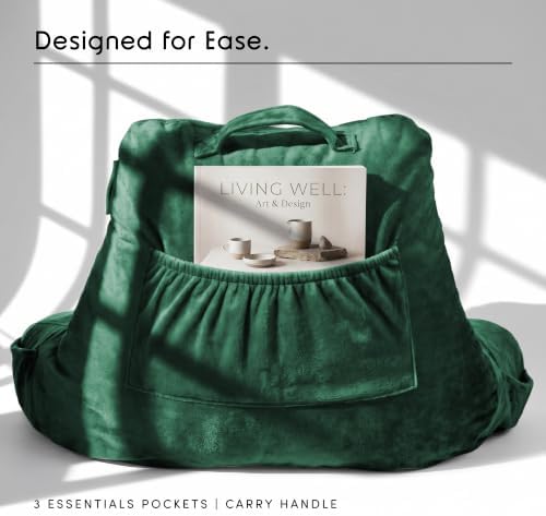 Nestl Reading Pillow for Bed, Back Pillow for Sitting Up in Bed, Dark Green - Image 4