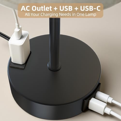 Table Lamp for Bedroom, High-Sensitivity Touch, AC Outlet, USB A+C - Image 2