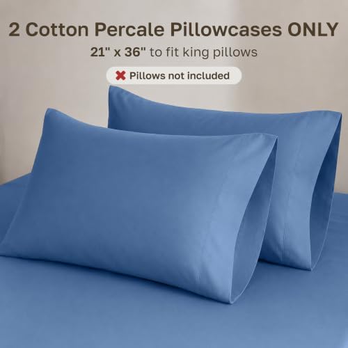 100% Organic Cotton Pillowcase King, Riviera Blue - Image 3